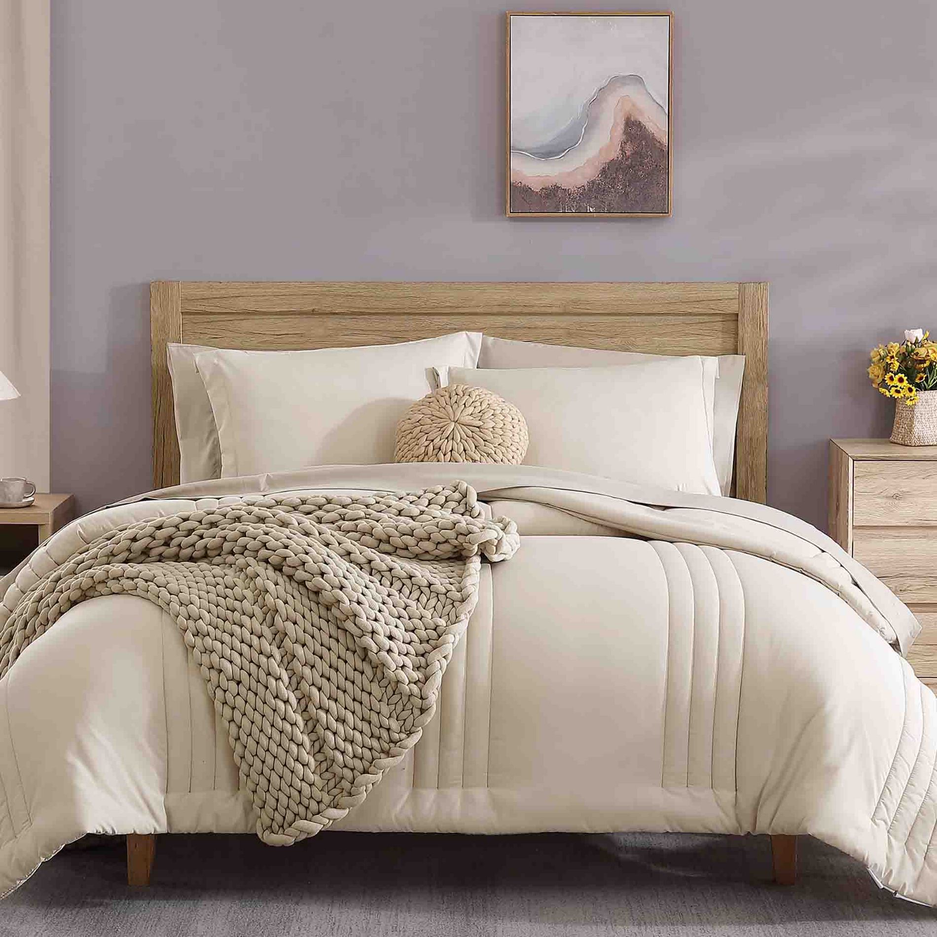 BAGOKIE 7 Pieces Bed in a Bag Comforter Set for All Season
