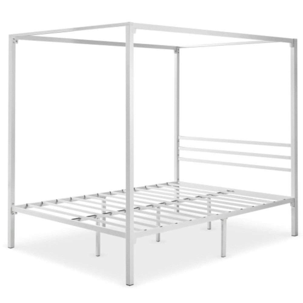 Photos - Bed Zinus Full Patricia Canopy  Frame White - : Sturdy Metal, No Box Spring Needed, 5 Year Warranty 