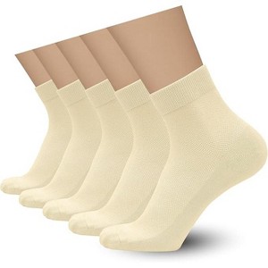 SERISIMPLE Men Rayon Bamboo Ankle Breathable Thin Quarter Athletic Comfortable Casual Mesh Ankle Socks Brown X-Large 5 Pairs - 1 of 4