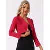INSPIRE CHIC Women's Elegant Long Sleeve Floral Lace Panel Knit Crop Cardigan Shrug - 2 of 4