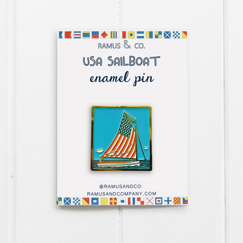 USA Sailboat Greeting Card & Enambel Pin by Ramus & Co, 3 of 5