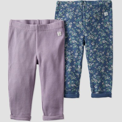 little Planet By Carter's Baby 2pk Organic Cotton Floral Pants - Blue/Pink 3M