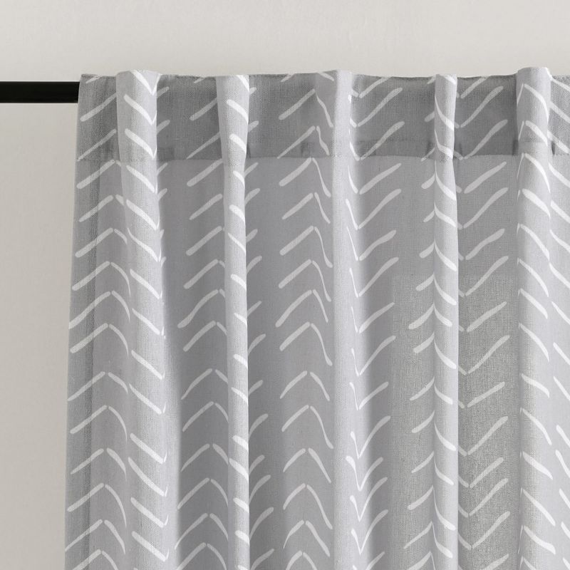Hygge Modern Arrow Linen Look Window Curtain Panels Light Gray 40X84 Set, 2 of 7