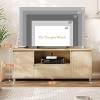 Homhougo Rattan TV Stand for 70 Inch TV, Boho TV Entertainment Center, Wooden TV Console with Drawer and 2 Cabinets, Media Console Cabinet, Natural - 2 of 4