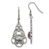 Chisel Stainless Steel Polished Filigree Imitation Abalone and Glass Dangle Earrings Shepherd Hook - 2 of 4