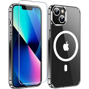 Entronix Case Clear Magnetic Case Designed for Apple iPhone 14 with 1 Tempered Glass, Shockproof Transparent Crystal Cover - 1 of 1