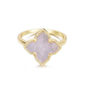 Adornia 14k Gold Plated White Mother of Pearl Flower Ring - 1 of 4