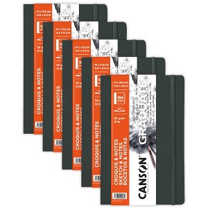 Canson Graduate Sketch & Notes Art Book, Dark Gray, Soft Cover Binding, 92 Sheet, 5.5x8.5 inch, Pack of 5 - 1 of 4