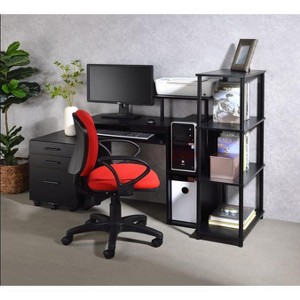 Vynxaria Black Finish Computer Desk Writing Desks Office Table Sleek Modern Design for Home Offices Compact and Portable - 1 of 4