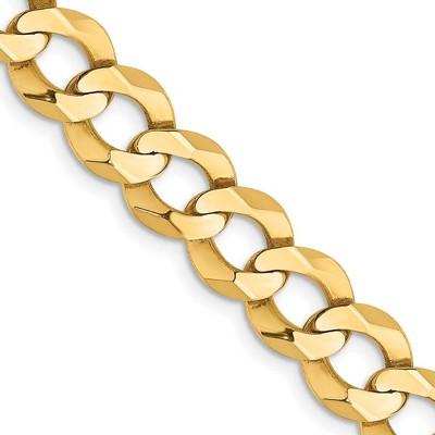 Black Bow Jewelry Mens 9.25mm 14K Yellow Gold Solid Lightweight Flat Curb Chain Necklace