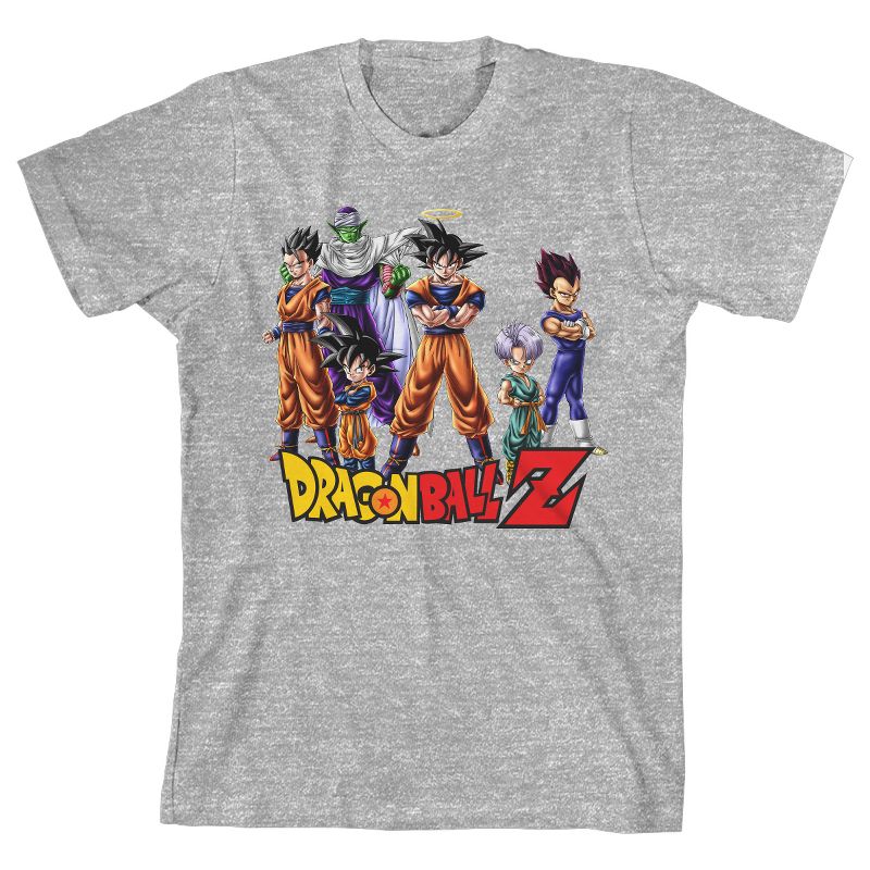 Dragon Ball Z Anime Cartoon Characters Youth Boys Grey Graphic Tee Shirt, 1 of 2