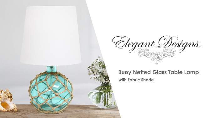 Buoy Rope Nautical Netted Coastal Ocean Sea Glass Table Lamp Clear - Elegant Designs, 2 of 9, play video