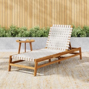 Christopher Knight Home Berywn Outdoor Acacia Wood Adjustable Chaise Lounge with Rope Seat - 1 of 4