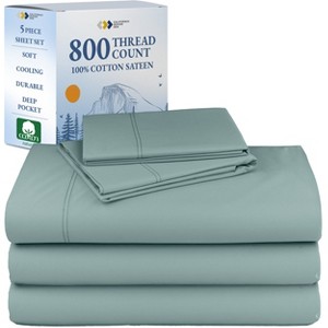 Luxury Bed Sheets Set - 800 Thread Count 100% Cotton Sheets, Deep Pocket, Soft, Cool & Breathable by California Design Den - 1 of 4