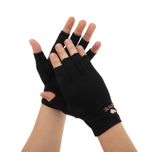 Unique Bargains Anti-slip Sunprotection Half Finger Manicure Gloves 1 Pair - 1 of 4