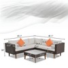 VisioGear 4-pieces Patio Chaise Lounges, Outdoor Sofa Set, Patio Furniture with Colorful Pillows, L-Shape Sofa Set, Beige, 81.1"*81.1"*26" - 3 of 4
