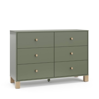 Storkcraft California 6-Drawer Double Dresser  - Olive/Driftwood