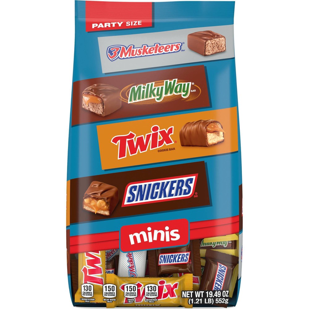 Snickers, Twix, Milky Way, & 3 Musketeers Minis Chocolate Candy Bars - 19.49oz Bulk Bag