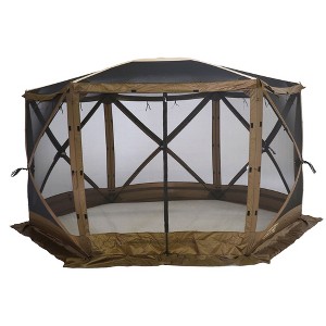 CLAM Quick-Set Pavilion Camper Foot Portable Pop-Up Camping Outdoor Gazebo Screen Tent 6 Sided Canopy Shelter with Stakes and Bag - 1 of 4