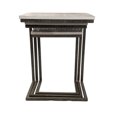 Addison 3-Piece Natural Driftwood and Aged Iron Nesting Table Set