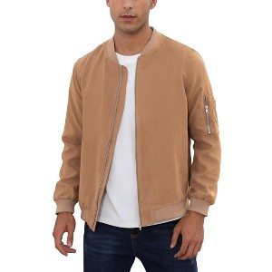 Mens Bomber Jackets Faux Suede Lightweight Flight Jacket Zip Up Active Coat - 1 of 4