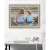 Boy and Girl Sitting in Dunes by Artisan Georgia Janisse, Ready to Hang Framed Print, Brown Frame - 2 of 2