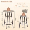 Zevemomo 3 Pieces Round Bar Table Set,Small Dining Table for 2, with Storage,2 Upholstered Stools with Backrest for Kitchen,Dining Room&Bistro-Grey - 2 of 4
