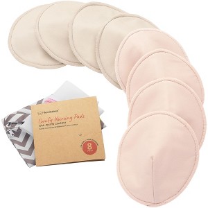KeaBabies 8pk Organic Nursing Pads, Washable Breast Pads + Wash Bag, Reusable Nipple Pads - 1 of 4