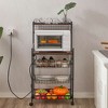 Kitchen Bakers Rack Removable Microwave Oven Stand With Wire Basket Wheels With Anti-skid Locks Kitchen Storage Shelf Rack For Spices Pots Pans - 2 of 4