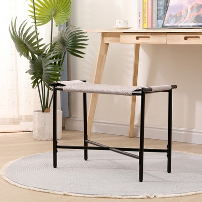 KTMBDW Handwoven Paper Rope Ottoman, Vanity Stools for Entryway Natural Footstool for Living Room, Bedroom