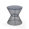 VisioGear Side Table, 18 Inch Outdoor Side Table, Geometric Pedestal Design for Balcony Porch Pool, Navy Blue, 12.5"*12.5"*18" - 2 of 4