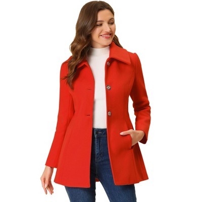 INSPIRE CHIC Women's Turn Down Collar A-Line Single-Breasted Winter Overcoat with Pockets