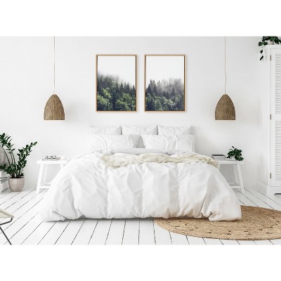 Lush Green Forest Foggy Day Landscape Canvas Print Set