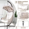 Swing Egg Chair with Stand, Wicker Rattan Frame 350lbs Capacity Hammock Chair for Patio Bedroom with Sunshade Cloth, Courtyard, Cushion And Pillow - 4 of 4