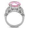 Slickblue Women’s Ring, Silver, Large Rose CZ Center, Decorative Pave Design, Polished Stainless Steel, Sizes 5-10 - 3 of 4