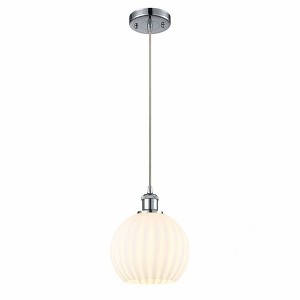 White Venetian - 1 Light Cord Hung Mini Pendant In Modern Style-10 Inches Tall and 8 Inches Wide - 1 of 1