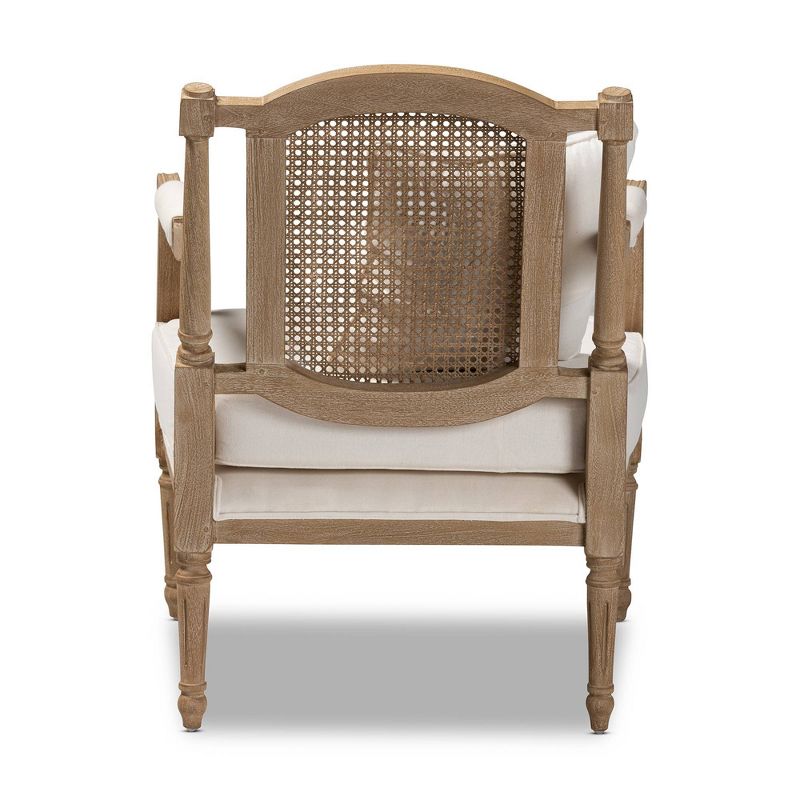 Clemence Upholstered Whitewashed Wood Accent Chair Ivory/Oak - Baxton Studio, 3 of 14