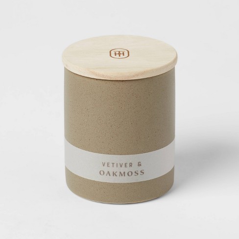 6oz Matte Textured Ceramic Wooden Wick Candle Green/vetiver And Oakmoss -  Threshold™ : Target
