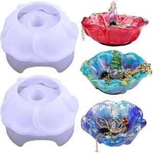 JDICTION 2Pcs Rose Ring Dish Resin Molds - Silicone Jewelry Holder Mold for Epoxy Resin Crafts, Engagement Wedding Birthday Gifts - 1 of 4