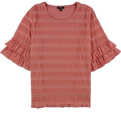 Alfani Womens Textured Ruffled Blouse