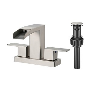 Cobbe Modern Two Hole Waterfall Centerset 4" 2-handle Bathroom Faucet with Pop Up Drain Assembly - 1 of 4