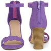 Perphy Women's Scalloped Chunky Heels Ankle Strap Sandals - 3 of 4