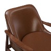 Okak 29.2" Mid-Century Faux Leather Accent Chair with Cushioned Seat, Solid Wood Frame, and Brass-Tipped Legs, Perfect for Living Room - 4 of 4