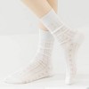 Anna-Kaci Women's 3-Pair Ribbed Crew Socks with Embroidered Bow Knit Texture in Neutral Shades for Everyday Wear - Multicolored-B - 4 of 4