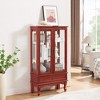 TIRAMISUBEST Corner Glass Cabinet Lighted Curio Cabinet Corner Display Case for Living Room - Mobile Lateral Filing Cabinet, Locking Wheels, - 3 of 4