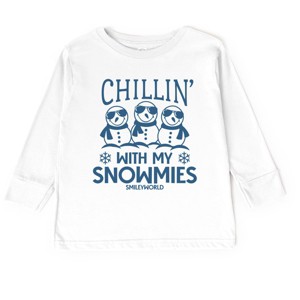 SmileyWorld Chillin' With My Snowmies - Youth Long Sleeve Graphic T-Shirt and Toddler Long Sleeve Graphic Tee - 1 of 3