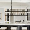 BAOURE 10 Light Black Farmhouse Chandelier Modern Linear Pendant Light with Glass Shade, Rectangle Light Fixture for Dining Room Kitchen Island - 3 of 4