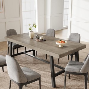 Industrial Dining Table for 6~8 People, 78.7" Long Rectangle Dining Table, Wooden Kitchen Tables with Sturdy Metal Frame - 1 of 4