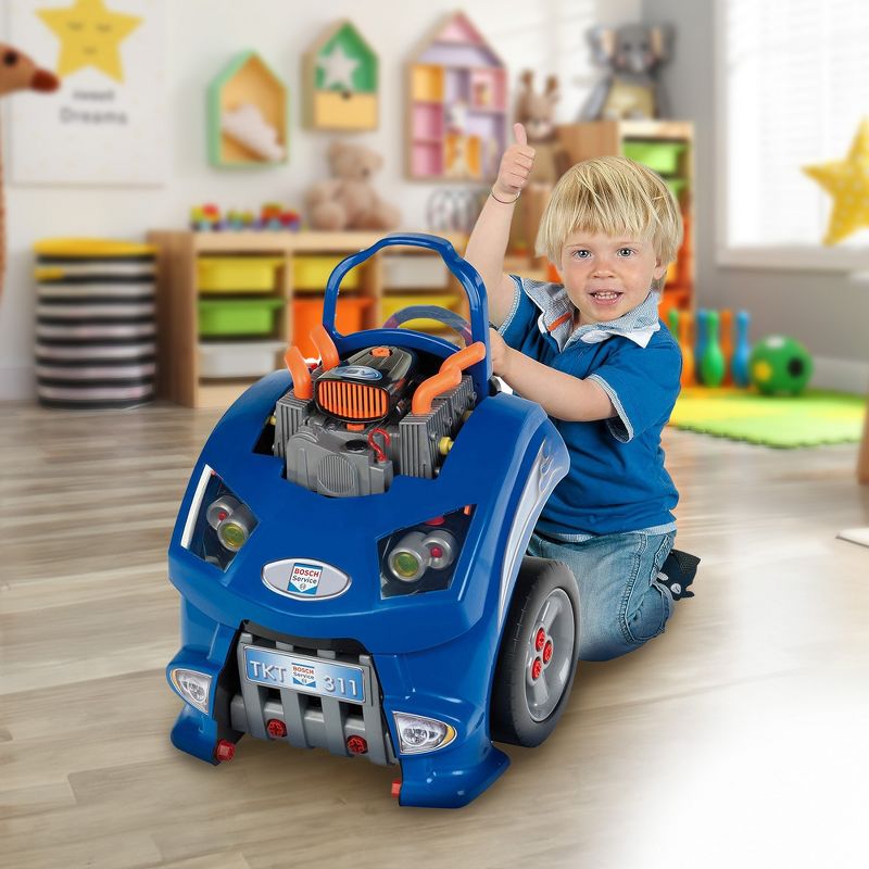 Theo Klein Interactive Toddler Toy Car and Engine Service Maintenance Station and Play Set with Kids Tools Included, Blue, 2 of 7