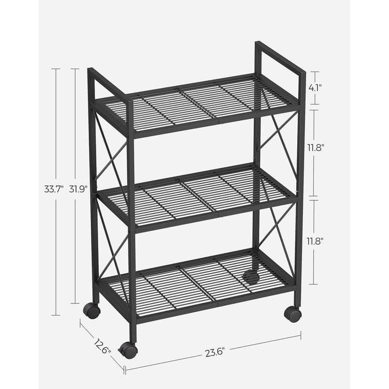 SONGMICS 3-Tier Storage Shelving Unit Garage Storage Organizer Bathroom Shelf with X Side Frames for Entryway Kitchen Living Room Black, 4 of 10
